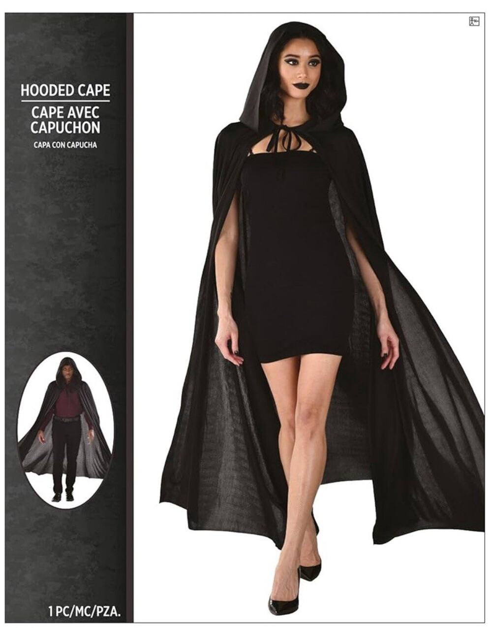 Adult Long Black Hooded Cape Halloween, Cosplay, Costumes & Vampire